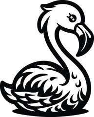 Minimal Flamingo Line Drawing, Stylish Vector Silhouette Illustration