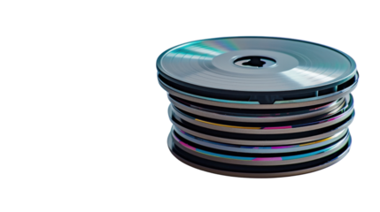 Stack of cd-roms with transparent background, creating colorful pattern