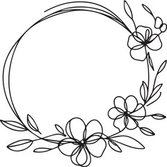 Flower Line Art Frame – Elegant Black Vector