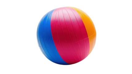 Colorful inflatable beach ball rotating on transparent background