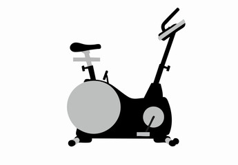 Indoor Stationary Exercise Cycle Silhouette. Vector image