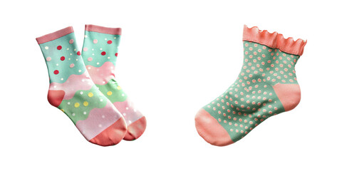 Colorful Patterned Socks in Green, Pink and Blue for Fun Fashion Choices