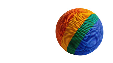 Rainbow colored bumpy ball rotating on transparent background