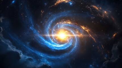 A vivid depiction of a brilliant spiral galaxy in space