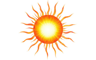 A Symbolic Sun with Rays of Light Extending Outward Isolated On Transparent Background.