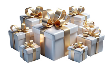 Obraz premium Elegant 3D Render of White Gift Boxes with Golden Ribbons