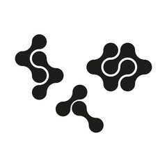 Abstract molecular shapes. Science inspired design. Black and white contrast. Vector illustration.