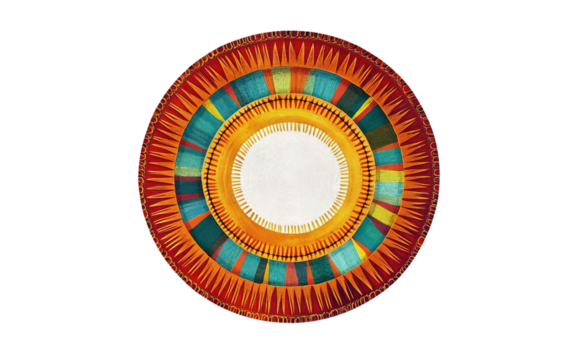 A Symbolic Yarning Circle Design with Cultural Patterns Isolated On Transparent Background.