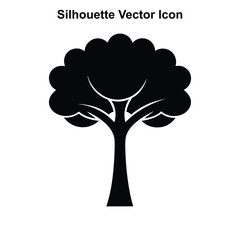Vector tree silhouette with green leaves in a simple and abstract style, symbolizing nature and eco-friendly themes