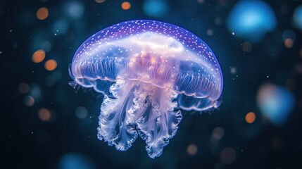 Naklejka premium Floating jellyfish, vibrant colors