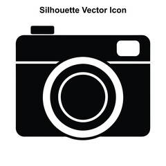 Camera icon vector illustration showing a digital photography symbol with lens and focus elements