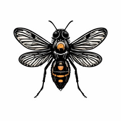 Striped Winged Insect Illustration. Vector image