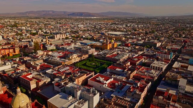 Aerial View of Celaya Mexico - Shot Moves Outwards