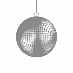 Hanging mirrored ball disco ornament. Vector image