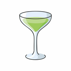Green Cocktail in Coupe Glass. Vector image