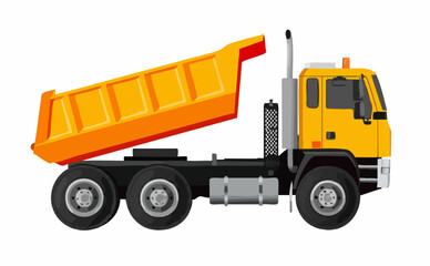 Dump truck side view illustration isolated on white. Vector image
