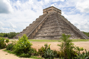 Pyramid of Kukulcan located in Chichen Itza Yucatan Mexico UNESCO World Heritage