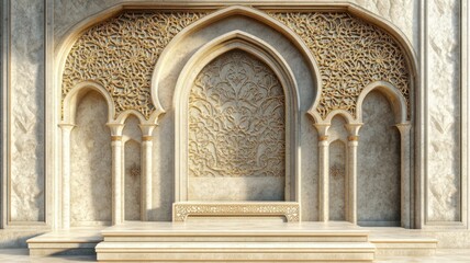 Obraz premium Elegant Islamic Architecture Featuring Intricate Gold Detailing