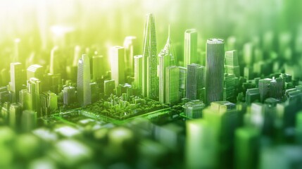 A futuristic AI-powered green city design.