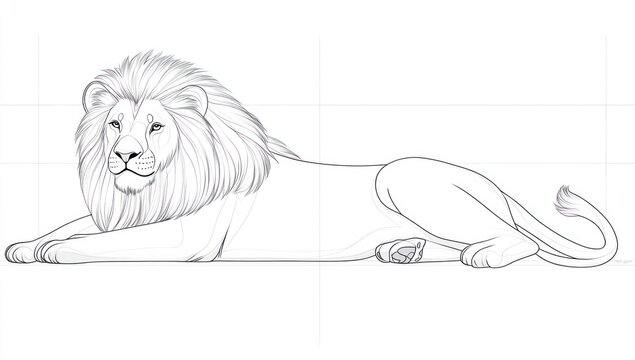 Lion sketch, relaxed pose