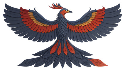 Obraz premium Majestic Phoenix Rising: A Stunning Paper Art Illustration of Vibrant Colors