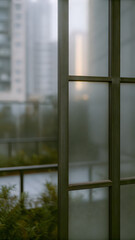 Frosted glass effect over a blurred cityscape sle