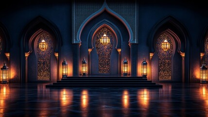 Illuminated Arabian Architecture Majestic Night Scene