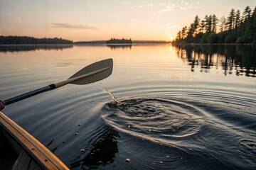 Rowing Oar Dipped in Still Water