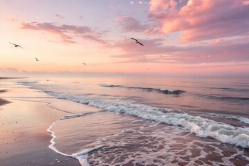 Gentle Ocean Waves in Soft Pastel Light
