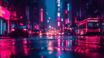 Neon Rainy Cityscape Nights