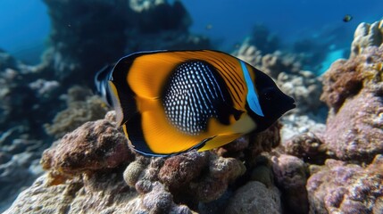 Vibrant reef fish resting on coral