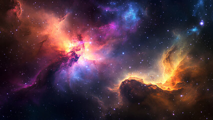 Obraz premium Colorful Nebula in Deep Space with Cosmic Light and Stars