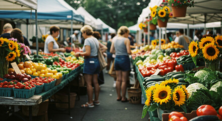 Obraz premium Weekend Market Escape: Exploring Local Vendor Stalls