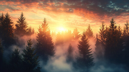 Obraz premium sunset in the forest