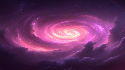 Pink Nebula Swirling Cosmic Vortex Galaxy Space Art