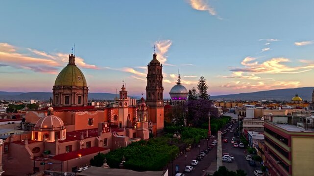 Sunset in Celaya Mexico - Aerial