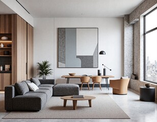Fototapeta premium Stylish contemporary living room with minimalist decor