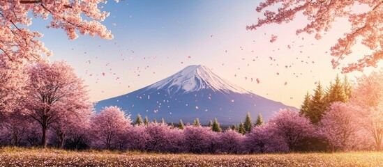 Cherry blossoms Fuji mountain spring
