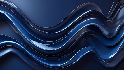 Glossy Dark Blue Wavy Abstract Design
