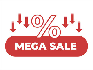 Red icon percentage with arrows down frame mega discount
Promotion, sale price drop