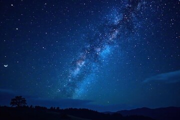 Fototapeta premium Celestial night sky with stars and galaxy in dark blue background, stars, universe, black