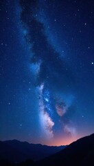 Fototapeta premium Celestial vastness, starry night sky with twinkling stars in dark blue background , starry, asteroid