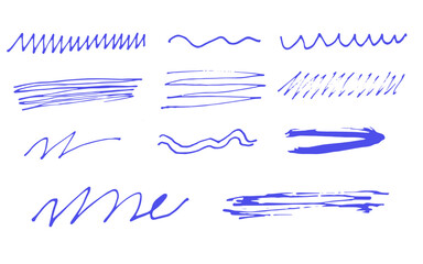 Abstract cartoon set blue lines waves, hand drawn strokes 
Vector hand drawn lines