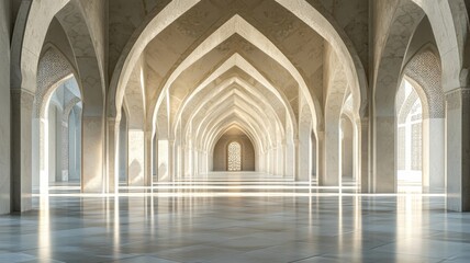 Obraz premium Serene Islamic Architecture Hallway Light Interior Design