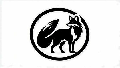 Elegant arctic fox silhouette in an alert stance, minimalistic and detailed logo