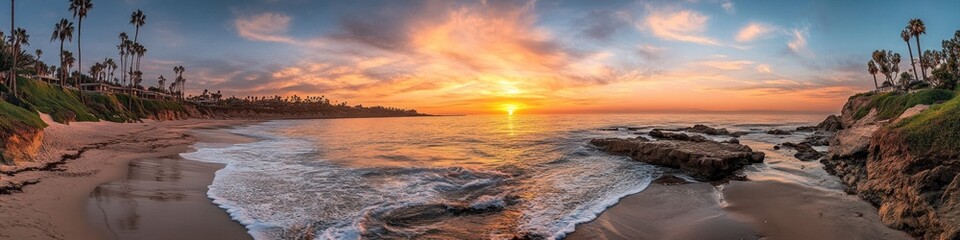 Coastal Sunset Beach Panoramic