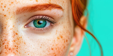 Sad face of woman with pigment spots on her facial skin on colored background. Laser face resurfacing, correction of pigmentation on the skin