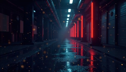 Darkened industrial environment with scattered light gradient halftone dots, darkened, light, urban