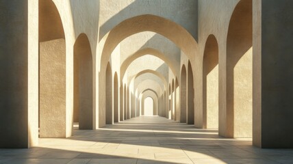 Fototapeta premium Sunlit Archway Corridor Modern Architectural Design