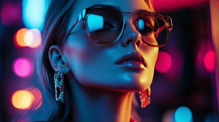 Fototapeta premium Stylish Portrait in Neon Light
